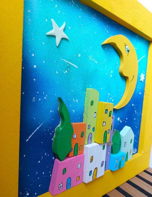 Rainbow Moon Village handcrafted children's gift made from reclaimed wood