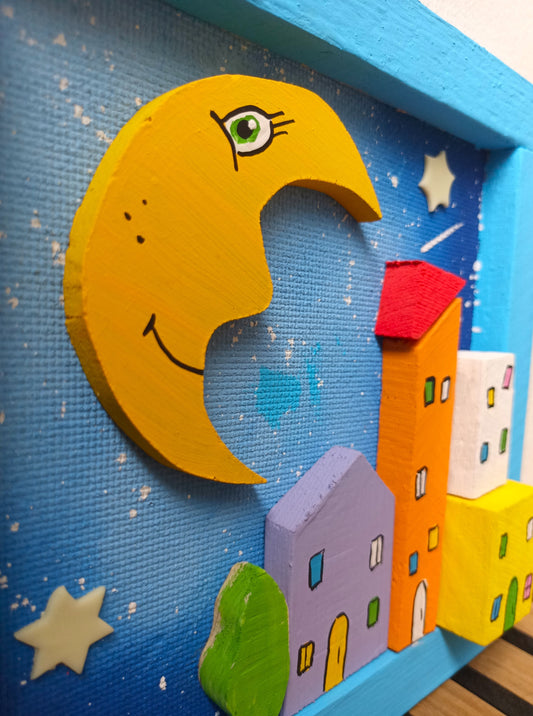 Starlit Village handcrafted children's gift made from reclaimed wood